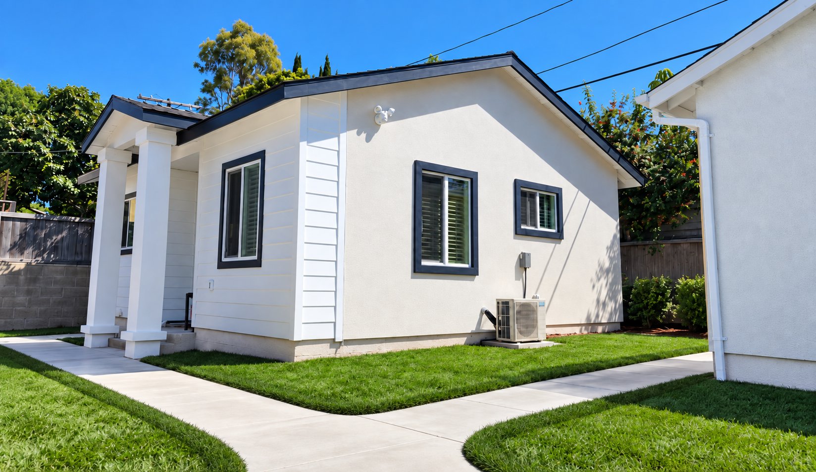 White ADU with covered porch